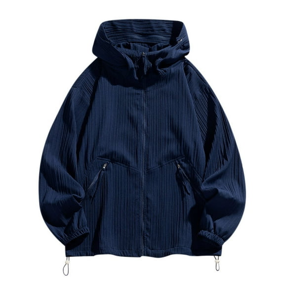 Stretchy Sun Shirts for Big & Tall Men Cooling Fishing Hoodie Summer Full Zip Long Sleeve UV Protection Jacket