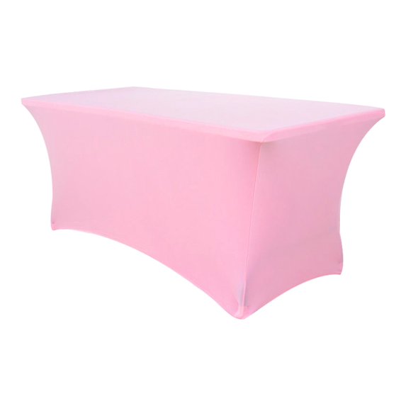 Stretchy Table Cover Fitted Rectangle Solid Color Table Cloth Polyester Fabric Anti-Wrinkle Washable Table Cover for Indoor Outdoor Party Banquet Buffet-S,Pink