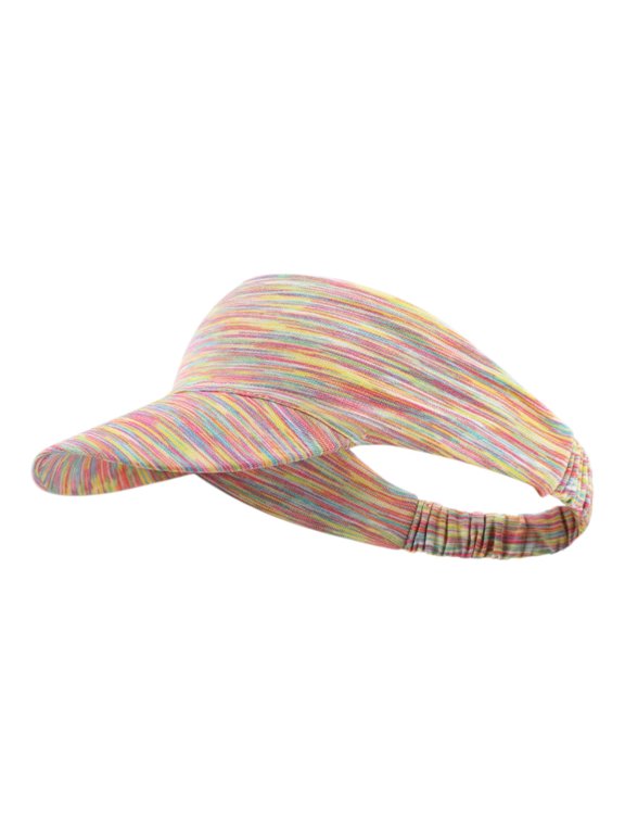 Stretchy UV Protection Sports Visor Hat Lightweight Rainbow Stripe Design for Hiking Beach Running Outdoor Travel - Orange