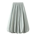 thumbnail image 1 of Stretchy Waist Bohemian Cotton Casual Half Skirt Ndbuld Holiday Gift Finder New High-waist Flower Skirt Lantern Skirt Skirt Mid-length A-line Skirt Mid-calf Skirt,Green, 1 of 6