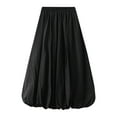 thumbnail image 1 of Stretchy Waist Bohemian Cotton Casual Half Skirt Ndbuld Holiday Gift Finder New High-waist Flower Skirt Lantern Skirt Skirt Mid-length A-line Skirt Mid-calf Skirt,Black, 1 of 6