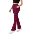 thumbnail image 1 of Stretchy Work Pants for Women Casual Yoga Dress Pants Boot Cut Wide Leg Leggings High Wasit Comfy Pants with Pockets Wine M, 1 of 4