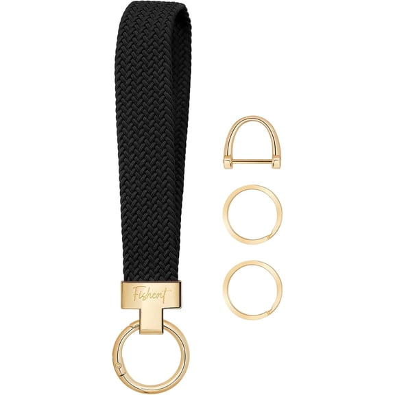 Stretchy Wristlet Keychain, Cute Key Chain, Woven Wrist Lanyard for Car Keys with 3 Keyrings and D-ring for Women Men