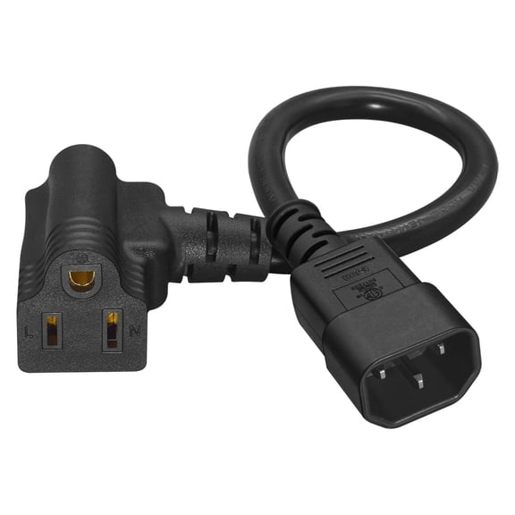 Strhowill 0.32M/1FT IEC320 C14 to C7+5-15R Piggyback Power cord,IEC C14 Plug to Figure 8 C7+NEMA 5-15R Socket Extension Power Connector Cable UL SJT 14AWG
