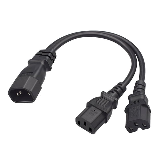 Strhowill 0.32M/1FT IEC320 C14 TO C13+C15 Y Splitter Adapter Extension Power Cable,C14 to C13&C15  for Laptop,Monitor,Computer