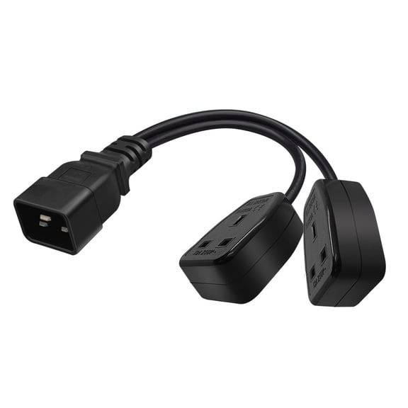 Strhowill 0.32M/1FT IEC320 C20 to Dual British standard socket Y Splitter Power PlugC20 male plug to British standard 3-holes socket/square connector Power cord