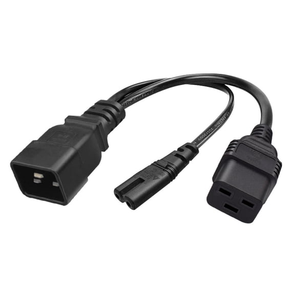 Strhowill 0.32M/1FT IEC320 C20 TO C19+C7 Y Splitter Power Plug,PDU/UPS server C20 male plug conversion female socket and figure-8 power cable