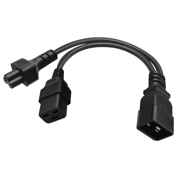 Strhowill 0.32M/1FT IEC320 C20 TO C5+C19 Y Splitter Power Plug,PDU/UPS C20 plug is converted to two C5/C19 power cablesC20 TO C19,C20 TO C5