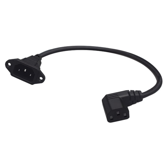 Strhowill 0.3m/0.98ft IEC320 C13 Female 90-Degree Left-Angle TO C14 Male Panel Mount Power Cable 10A 250V,for Desktop computers