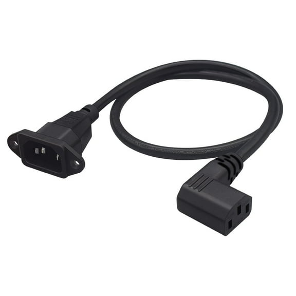 Strhowill 0.6m/1.96ft IEC320 C13 Female 90-Degree Left-Angle TO C14 Male Panel Mount Power Cable 10A 250V,for Desktop computers