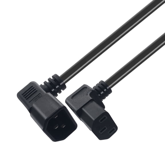 Strhowill 0.6m C14 to C13 Power Cord, Dual Downward Angled,31.5mm 10A 250V, for Server Rack/PDU Style Computer Power Extension Cable