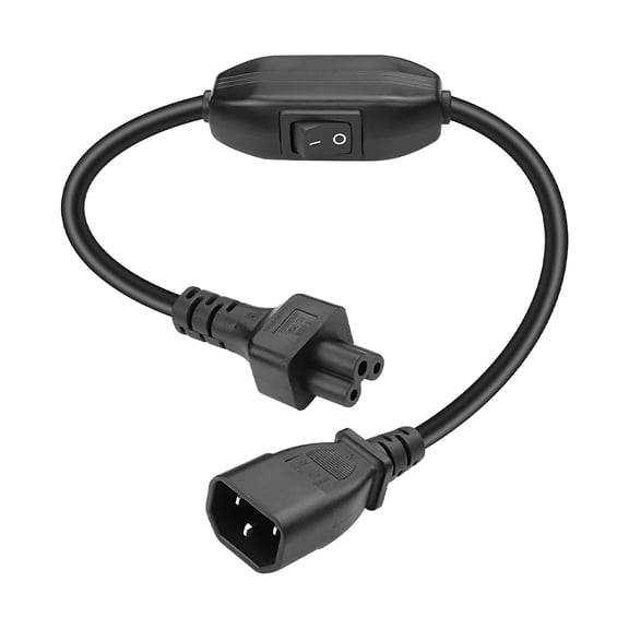 Strhowill 0.6m C14 to C5 Power Cable with On/Off Switch, 10A 250V IEC 320 Cord for Laptop, Monitor, Printer, Scanner, Server PDU