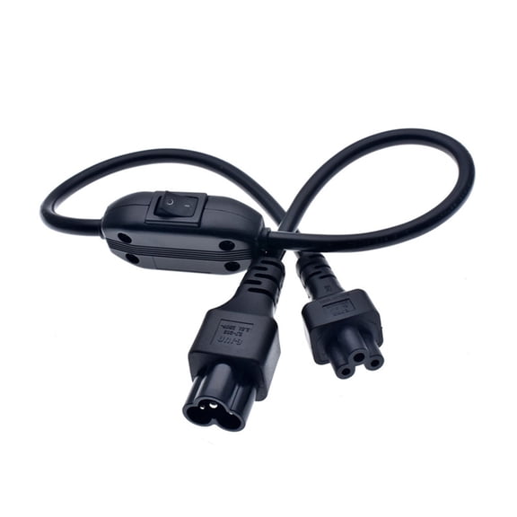 Strhowill 0.6m C5 to C6 Extension Cable with Power Switch, IEC 320 C5 Male to C6 Female Power Cord for Laptop, Monitor, Printer