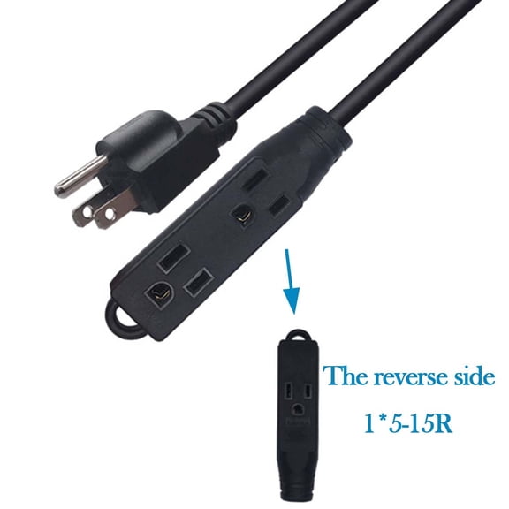 Strhowill 1.83M/6.0FT Nema 5-15p TO 5-15r Sockets Power Cable(black), American Standard 5-15p Plug to 3*5-15r Plug Power Line With UL Listed Household Plug black color