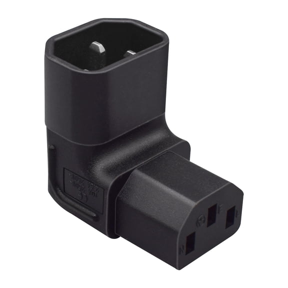 Strhowill 1 PCS IEC320 C14 Male to C13 Female 90 Degree Up Power Adapter, IEC 320 Right Angle Power Plug, 15A 250V Pure Copper Connector for PDU, Desktop PC, Server, Desk Setup