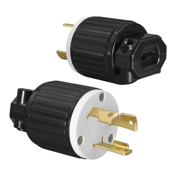 Strhowill 1 Pcs NEMA L6-30P Twist Lock Male Plug 30A 250V 2 Pole 3 Wire Grounding, Industrial Generator Connector for Transfer Switch Welder RV - Black & White