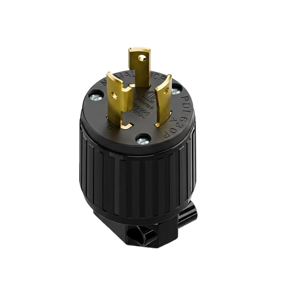 Strhowill 1 Pcs NEMA L6-30P Twist Lock Male Plug 30A 250V 2 Pole 3 Wire Grounding, Industrial Generator Connector for Transfer Switch Welder RV - Black