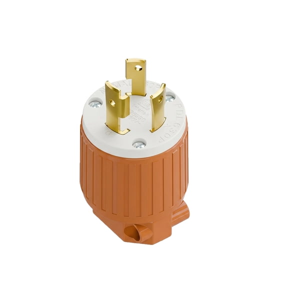 Strhowill 1 Pcs NEMA L6-30P Twist Lock Male Plug 30A 250V 2 Pole 3 Wire Grounding, Industrial Generator Connector for Transfer Switch Welder RV - Orange