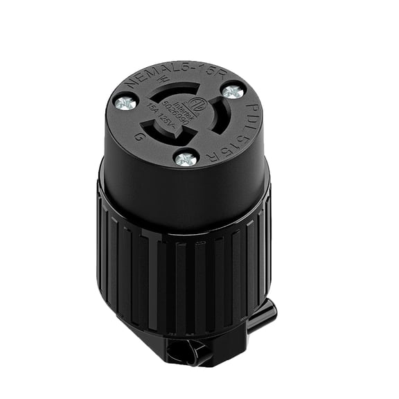 Strhowill 1 pcs NEMA L5-15R Straight Female Plug, 15A 125V Field Wireable Receptacle,DIY Replacement Socket for  Generators and Portable Power Equipment,black