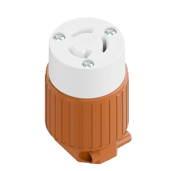 Strhowill 1 pcs NEMA L5-15R Straight locking Female Plug, 15A 125V Field Wireable Receptacle,DIY Replacement Socket for Generators and Portable Power Equipment,orange and white