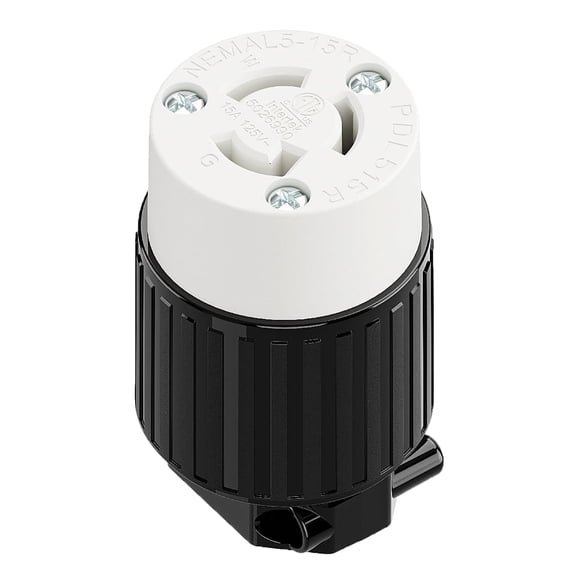 Strhowill 1 pcs NEMA L5-15R Straight locking Female Plug, 15A 125V Field Wireable Receptacle,DIY Replacement Socket for Generators and Portable Power Equipment,black and white