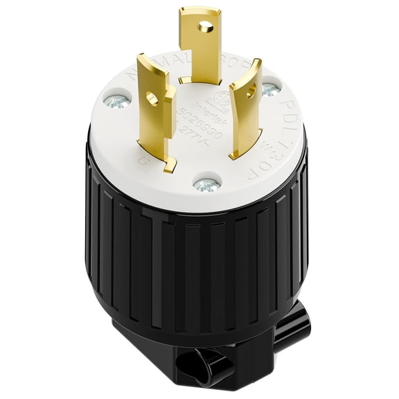 Strhowill 1 pcs NEMA L7-30P Twist Lock Male Plug, 30 Amp 277V Straight Locking Plug,Field Wireable Assembly Plug for Commercial Lighting,Industrial Power Equipment,black & white