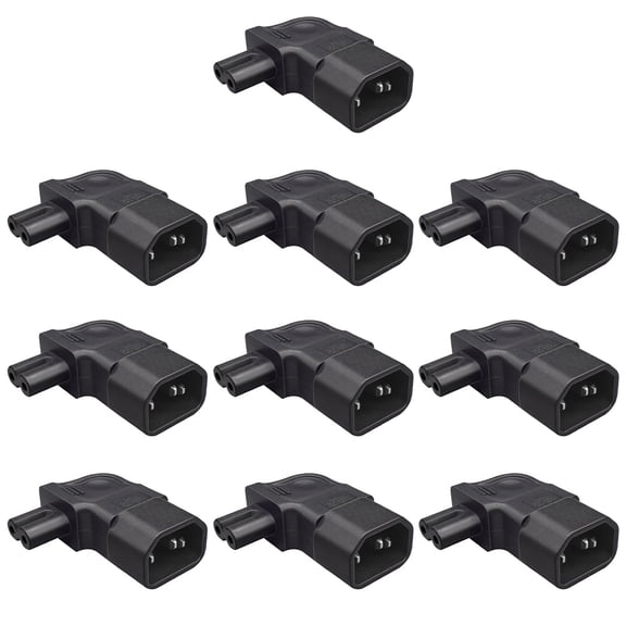 Strhowill 10 PCS C14 to C7 90 Degree Right Angle Power Adapter Plug,3 Pin Male to Figure-8 Female Connector for Audio Video, Printer, Scanner Power Connector