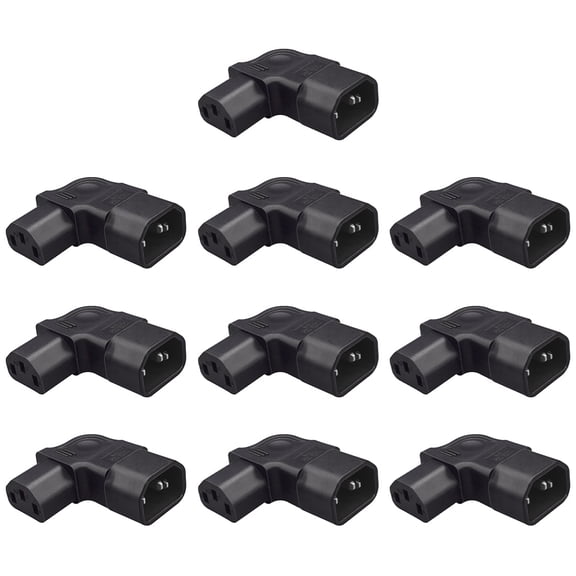 Strhowill 10 PCS C14 to C13 Left Angle Power Adapter, 90-Degree Low-Profile Plug for Server Racks, Data Centers and Computer Equipment
