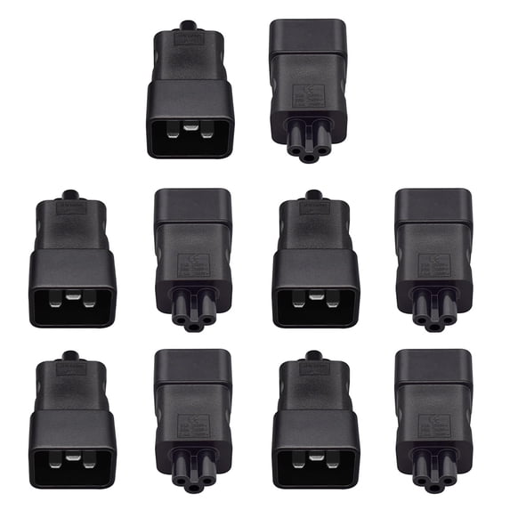 Strhowill 10 PCS C20 to C5 Power Adapter, 16A IEC C20 Male Plug to C5 ...