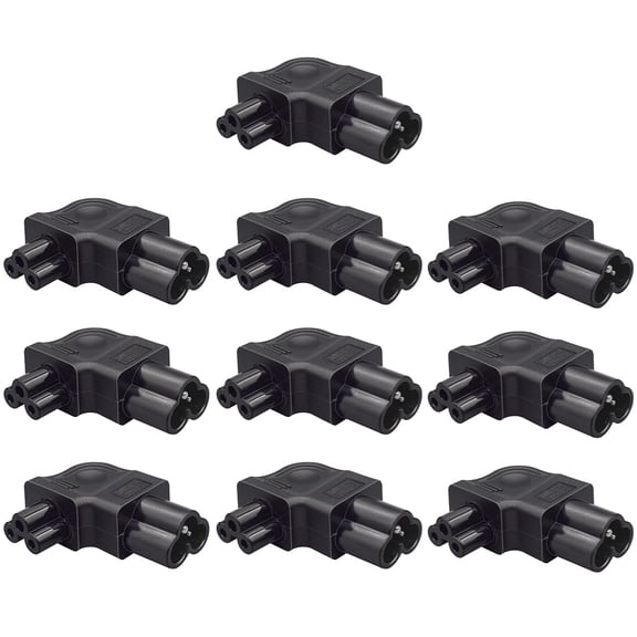 Strhowill 10 PCS C6 to C5 90 Degree Left Angle Power Adapter Plug, Laptop Cloverleaf Connector for Tight Spaces, Prevents Cable Bend Behind Desks and Media Centers
