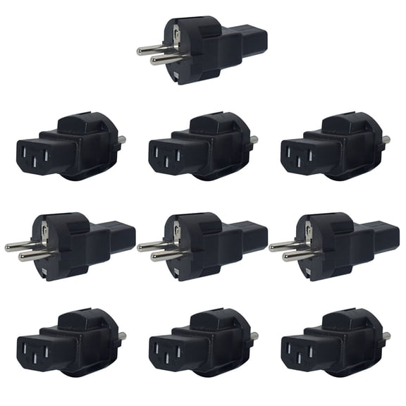 Strhowill 10 PCS EU Schuko to IEC C13 Power Adapter | Connector Converter for PDU/UPS Systems in Data Centers and Server Rooms