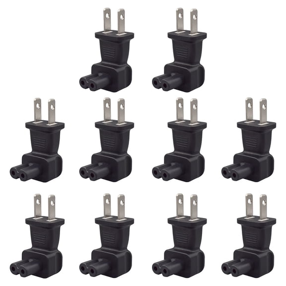 Strhowill 10 PCS NEMA 1-15P to C7 Figure-8 Right Angle Adapter, for Clean Cable Management in Home Theater & Studio, 90 Degree Wall Plug Solution