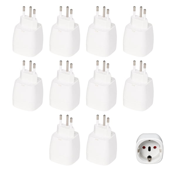 Strhowill 10 Pack EU-11A-1 Swiss Type J 3-Pin Male Plug to EU Schuko Female Socket Travel Adapter, White Portable European Schuko Conversion Plug for Home, Office and Worldwide Travel