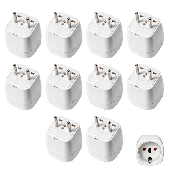Strhowill 10 Pack EU-9A Euro 4.0mm Round Pin Male to EU Schuko Female Socket Travel Adapter, White Portable European Schuko Outlet Conversion Plug for Home, Office and Worldwide Trip
