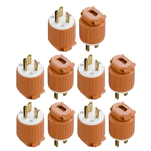 Strhowill 10 Pack NEMA 5-20P Male Plug, 20A 125V Heavy Duty Straight Blade Replacement Connector, Power Cord End for Generators, Power Tools, Saws, Computers & Industrial Equipment,Orange