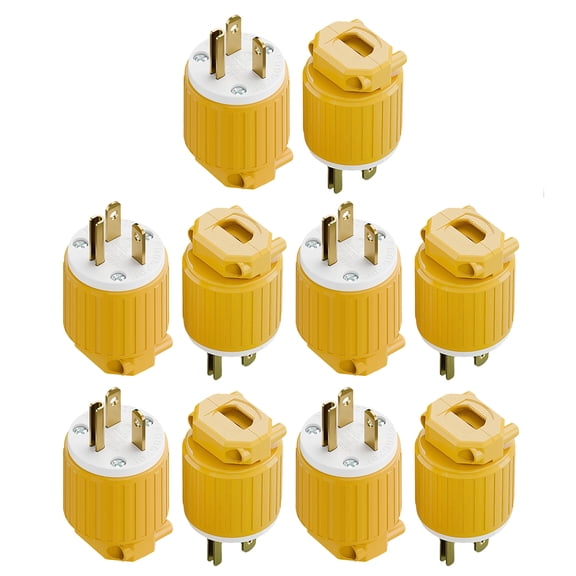 Strhowill 10 Pack NEMA 5-20P Male Plug, 20A 125V Heavy Duty Straight Blade Replacement Connector, Power Cord End for Generators, Power Tools, Saws, Computers & Industrial Equipment,Yellow