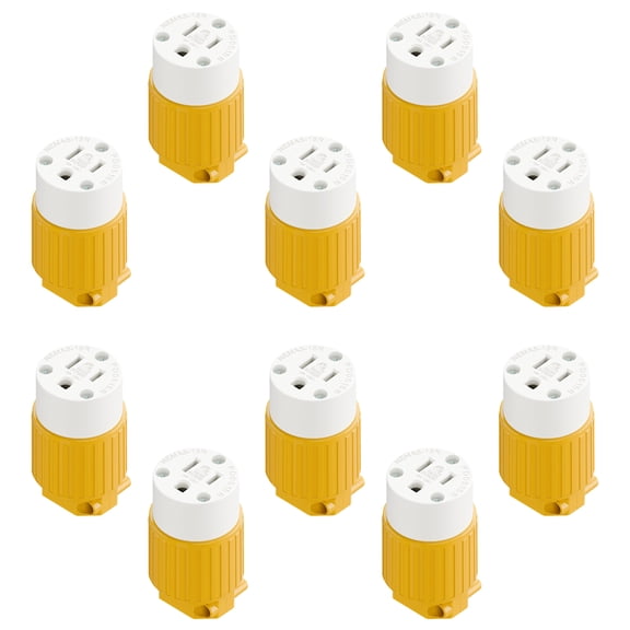 Strhowill 10 Pack Yellow Nema 5-15R Self Wiring Electrical Outlet Receptacle, 15A 125V, 3-Prong Grounded Socket for Appliance, Computer, Power Strip