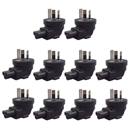 Strhowill 10 Pcs Australian 3-Pin to C5 Cloverleaf Right Angle Adapter,for Neat 90 Degree Power Solution in Office & Home, Ideal for Laptop Power Brick & UPS