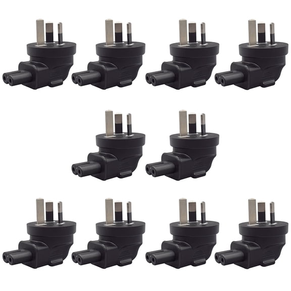 Strhowill 10 Pcs Australian 3-Pin to C7 Figure-8 Right Angle Adapter, Bulk Set for Neat Cable Management in Home Theater & Office, 90 Degree Power Solution