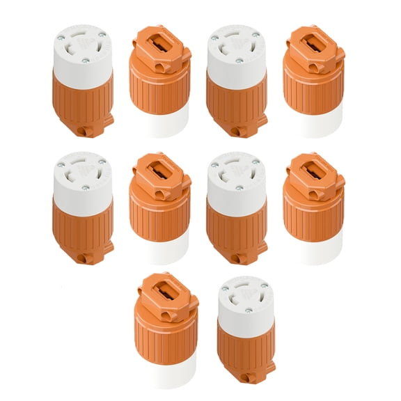 Strhowill 10 Pcs NEMA L6-30R Locking Receptacle, 30A 250V Twist-Lock Female Connector for Generator, RV, and Industrial Power Distribution, Heavy Duty Replacement SocketOrange