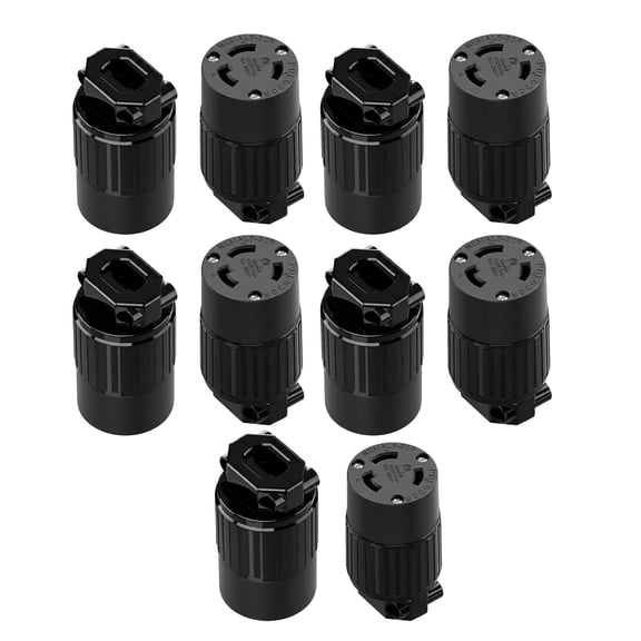 Strhowill 10 Pcs NEMA L6-30R Locking Receptacle, 30A 250V Twist-Lock Female Connector for Generator, RV, and Industrial Power Distribution, Heavy Duty Replacement SocketBlack