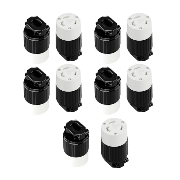 Strhowill 10 Pcs NEMA L6-30R Locking Receptacle, 30A 250V Twist-Lock Female Connector for Generator, RV, and Industrial Power Distribution, Heavy Duty Replacement SocketBlack & White