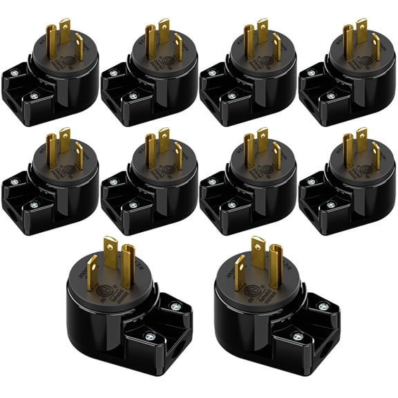 Strhowill 10 pcs NEMA 5-20P Male Straight Blade Replacement Plug, 20A 125V, Heavy Duty Self-Wiring AC Connector, Black
