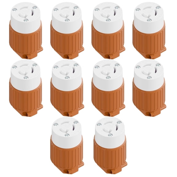 Strhowill 10 pcs NEMA L5-15R Straight locking Female Plug, 15A 125V Field Wireable Receptacle,DIY Replacement Socket for Generators and Portable Power Equipment,orange and white