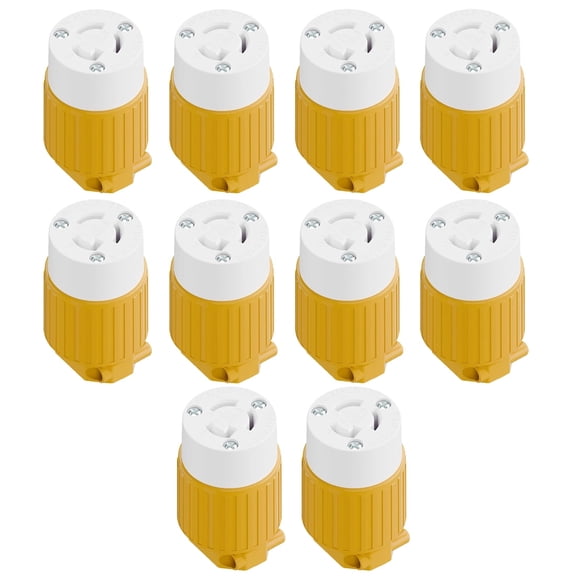 Strhowill 10 pcs NEMA L5-15R Straight locking Female Plug, 15A 125V Field Wireable Receptacle,DIY Replacement Socket for Generators and Portable Power Equipment,yellow and white