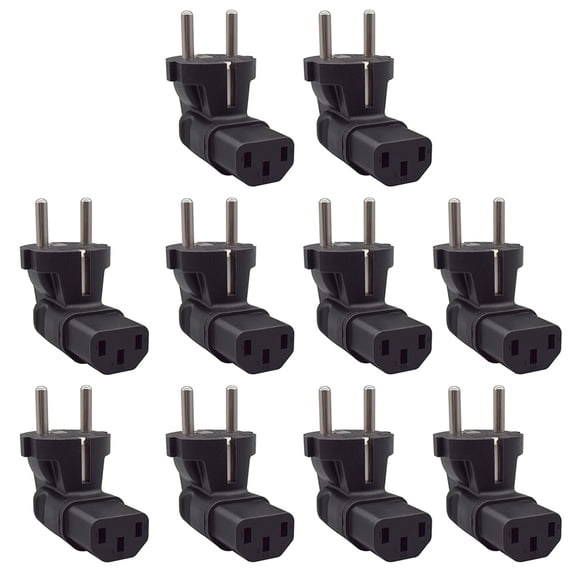 Strhowill 10PCS EU Schuko to IEC C13 Right Angle Adapter,for Neat Cable Management in Office & Server Rack, 90 Degree Plug