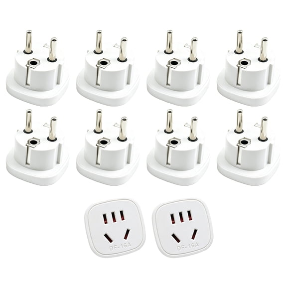 Strhowill 10pcs DF-16A White EU Type F Schuko Travel Power Adapter, 5-in-1 Multi Socket for AU/CN 3-Pin & US/CN 2-Pin Receptacles for Travel & Household Use