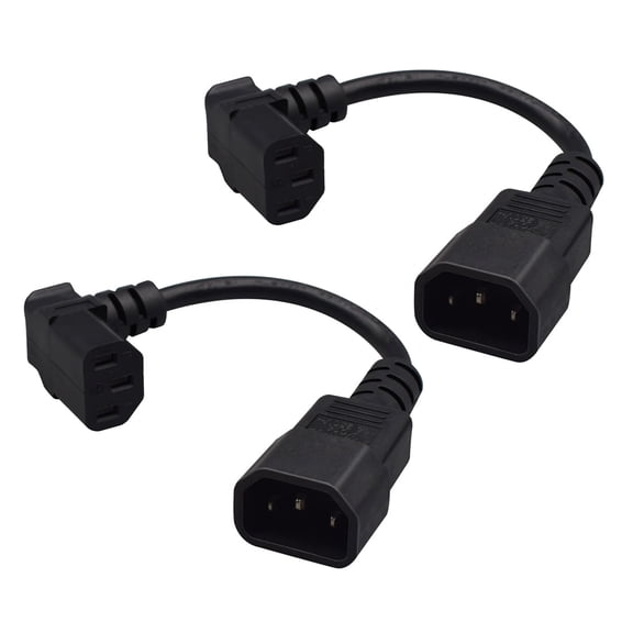 Strhowill 2 PCS 0.1M IEC320 C14 to C13 Power Cords, 90 Degree Up Angle Plug Server Cable for PDU UPS, Network Rack, Data Center