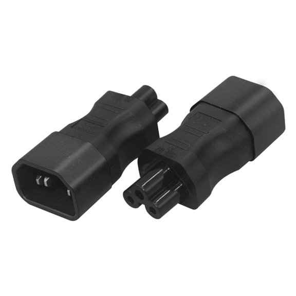 Strhowill 2 pcs IEC320 C14 to C5 Power Adapter, Heavy-Duty Copper Contact Flame Retardant C14 Male to C5 Female Plug Converter 10A 250V for Laptop Charger, Monitor, PC, Server, UPS