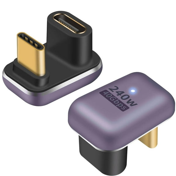 Strhowill 2 Pack 240W USB C 180 Degree AdapterU Shape Type C Male to Female 40Gbps Connector for Laptop, Tablet, Phone,Camera(U Type)